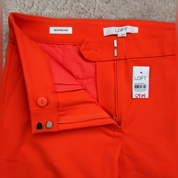 NWT LOFT slim pants orange 4 - Picture 4 of 8